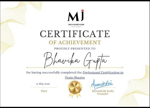 Professional Certification in Vastu Shastra certificate